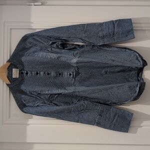 J Crew Women's Classic Chambray Tunic Shirt Size 6 Long Sleeve Pleated Front